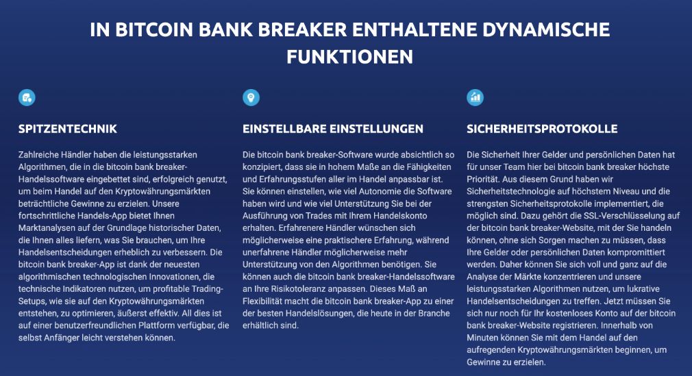 Die wichtigsten Funktionen von Bitcoin Bank Breaker